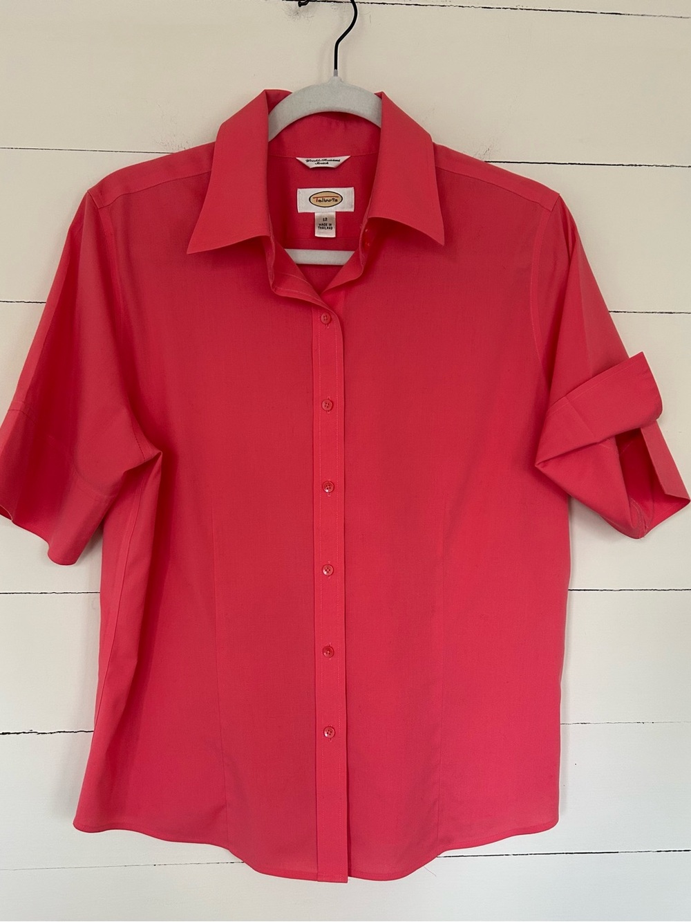 Women’s Talbots Short Sleeve Button-Down Wrinkle Resistant Shirt in Coral, Sz 12 - Picture 2 of 5